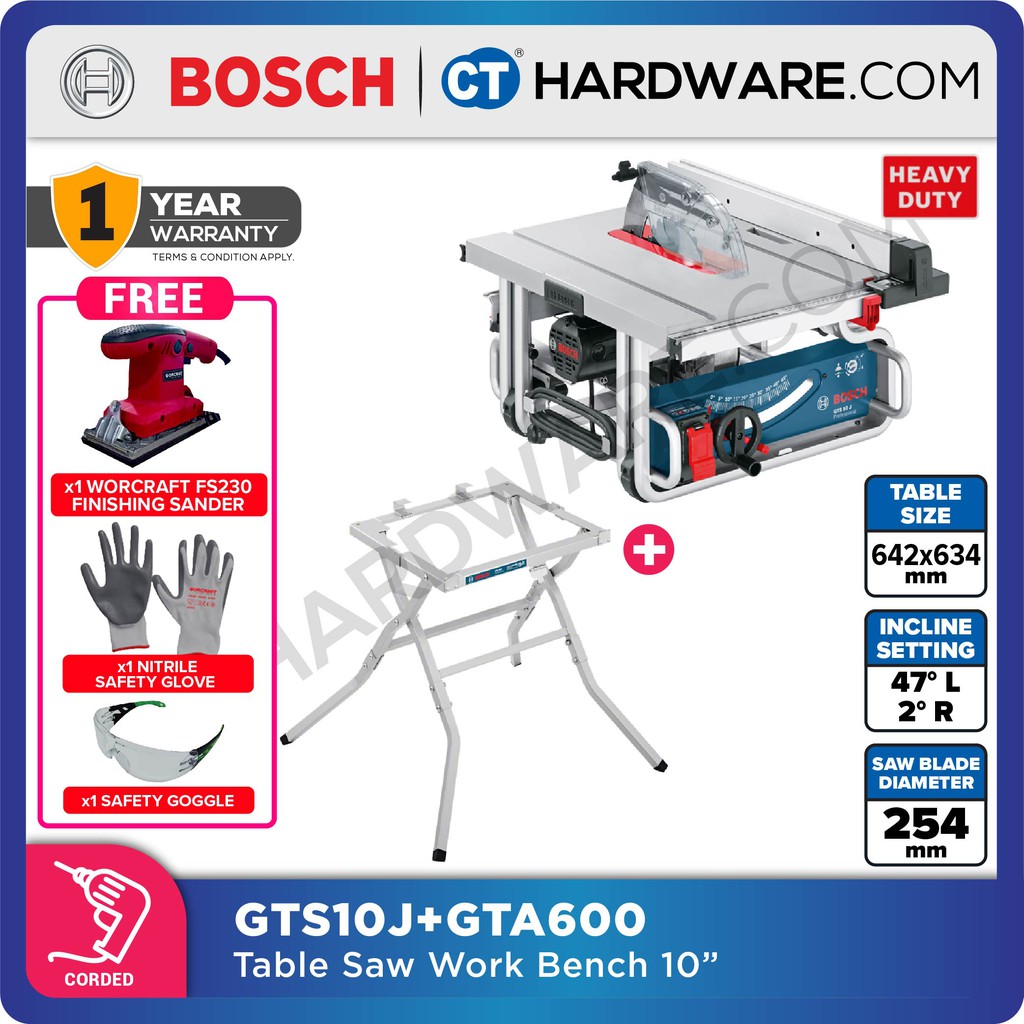 BOSCH GTS 10 J PROFESSIONAL TABLE SAW COME WITH GTA600 STAND [ GTS10J