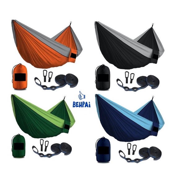 Ready Stock M'sia - Parachute Hammock Nylon Double Swing Bed for Camping Outdoor Home  Travelling Camping Hammock