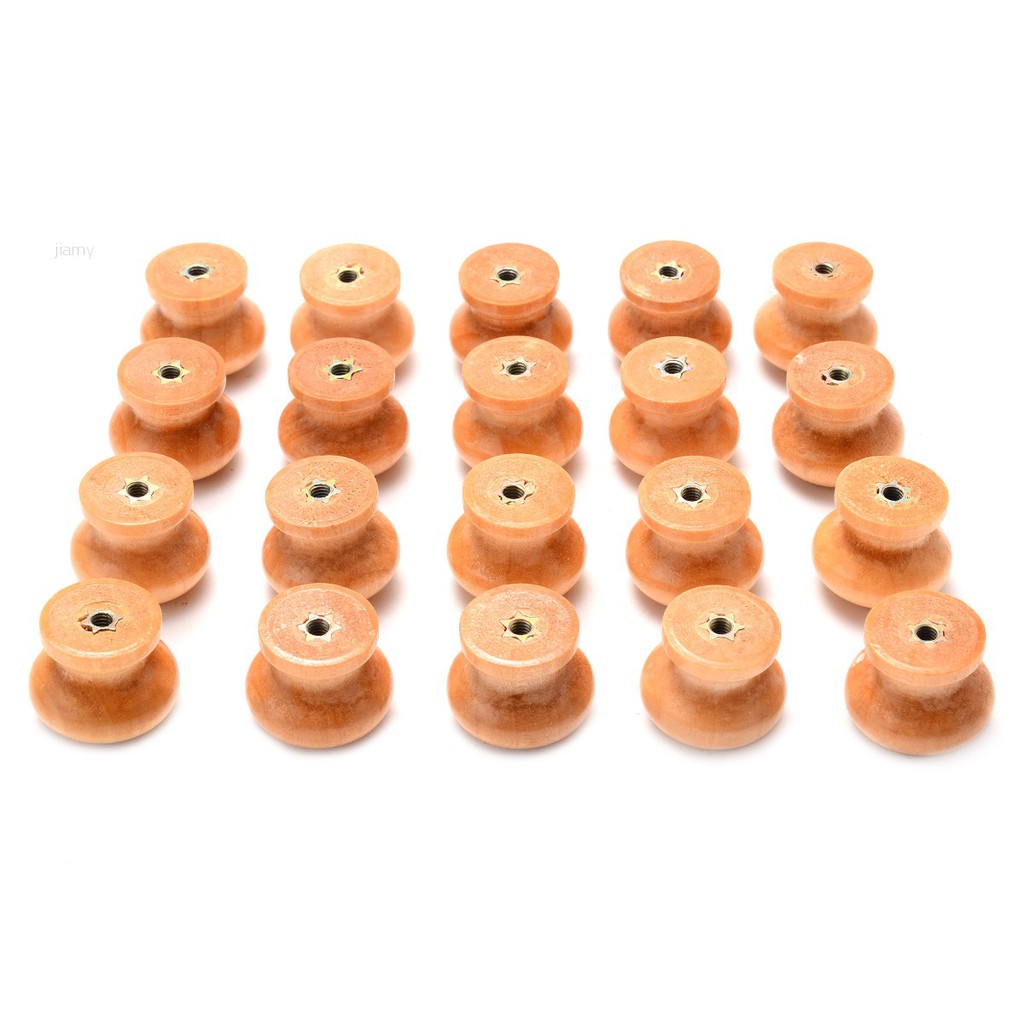 Jiamy 20pcs Round Wooden Door Drawer Knobs Cabinet Cupboard
