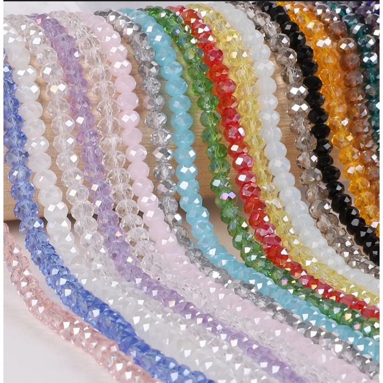 4mm Rondelle Faceted Crystal Glass Beads ForJewelry Necklane Bracelet Keychain DIY Making