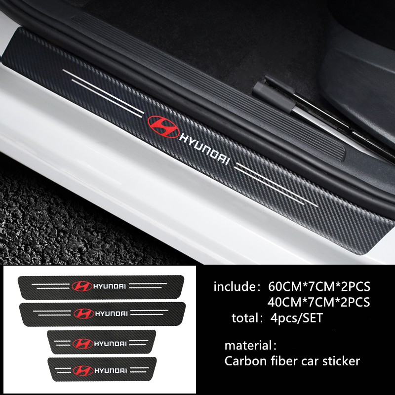 yuxiang 4PCS Advanced Threshold Protection Sticker Reflective Carbon Fiber Vinyl Sticker Decorative Door Entry Guard Door Threshold Scratch Pad Film for 49ers 49 Threshold 