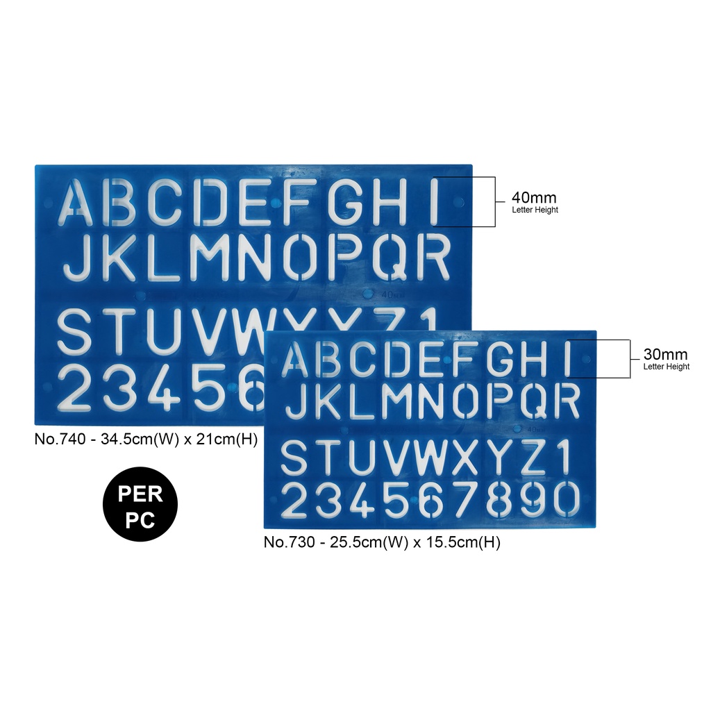 Plastic ABC Stencil Plate (Letter Height 30mm / 40mm) Numerical Capital ...