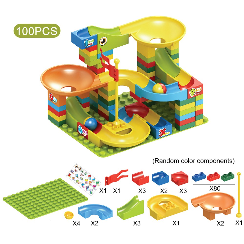 H3E# Kids Marble Race Run Construction Toy Children Game Maze Buliding Block 