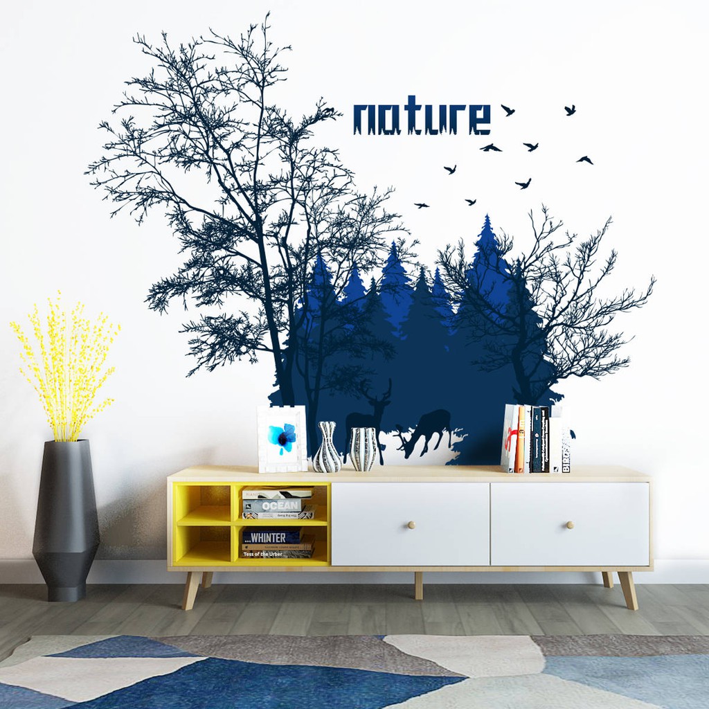 Fo Dark Forest Wall Stickers Hallway Bedroom Background Wall Decor