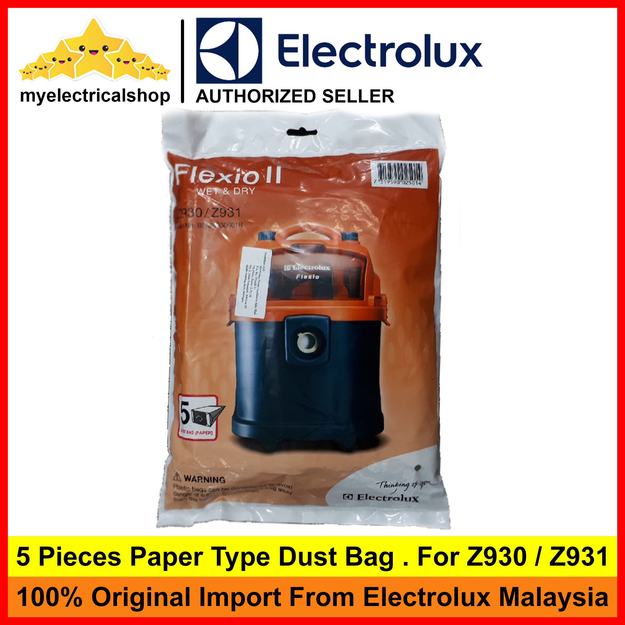 (5 Pieces) Electrolux Flexio II Z930 / Z931 Paper Dust Bag Shopee
