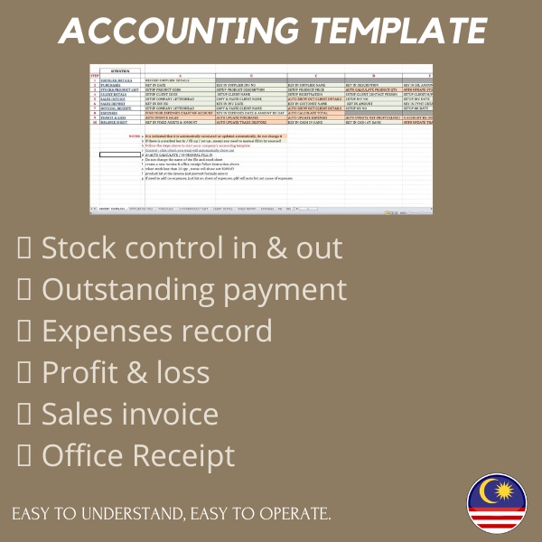 Accounting Template Business Record Perakaunan Akaun Untung & Rugi ...