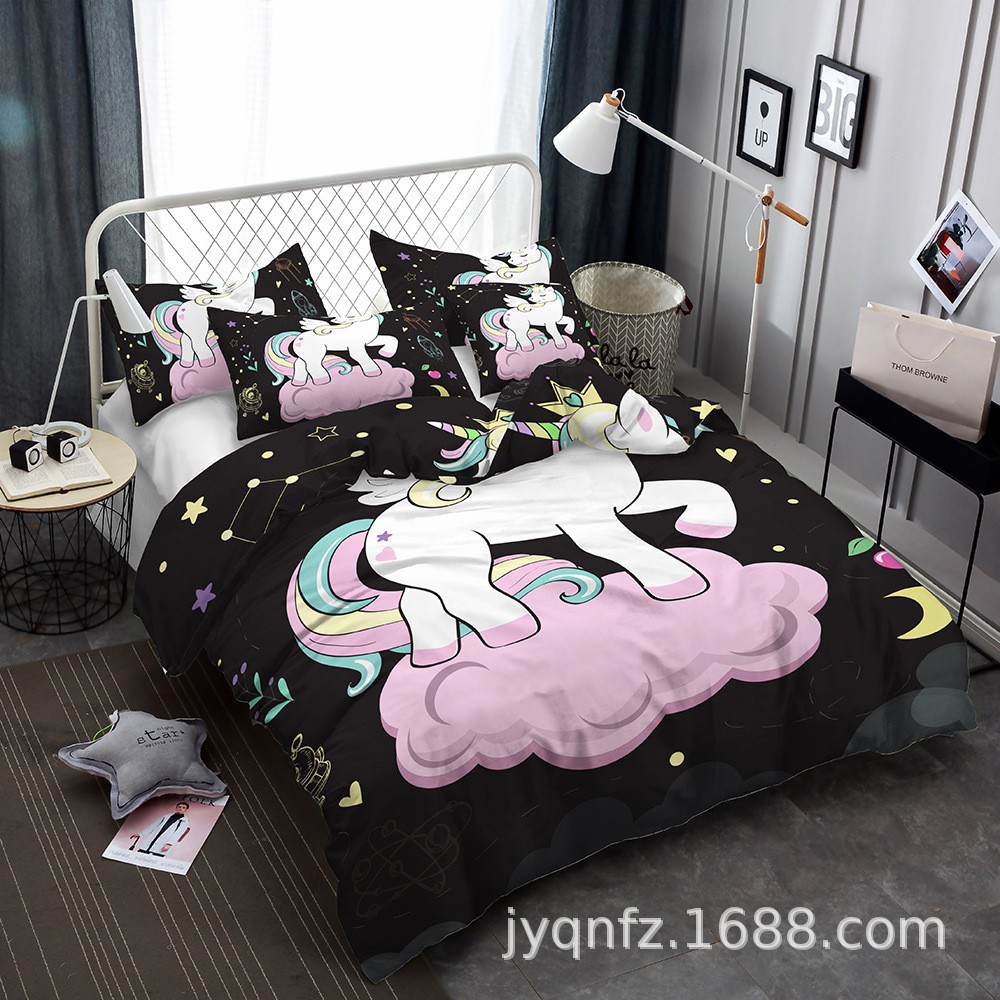 Hot Unicorn Bedding Set Queen Single Bedsheet Cotton Cadar Shopee Malaysia