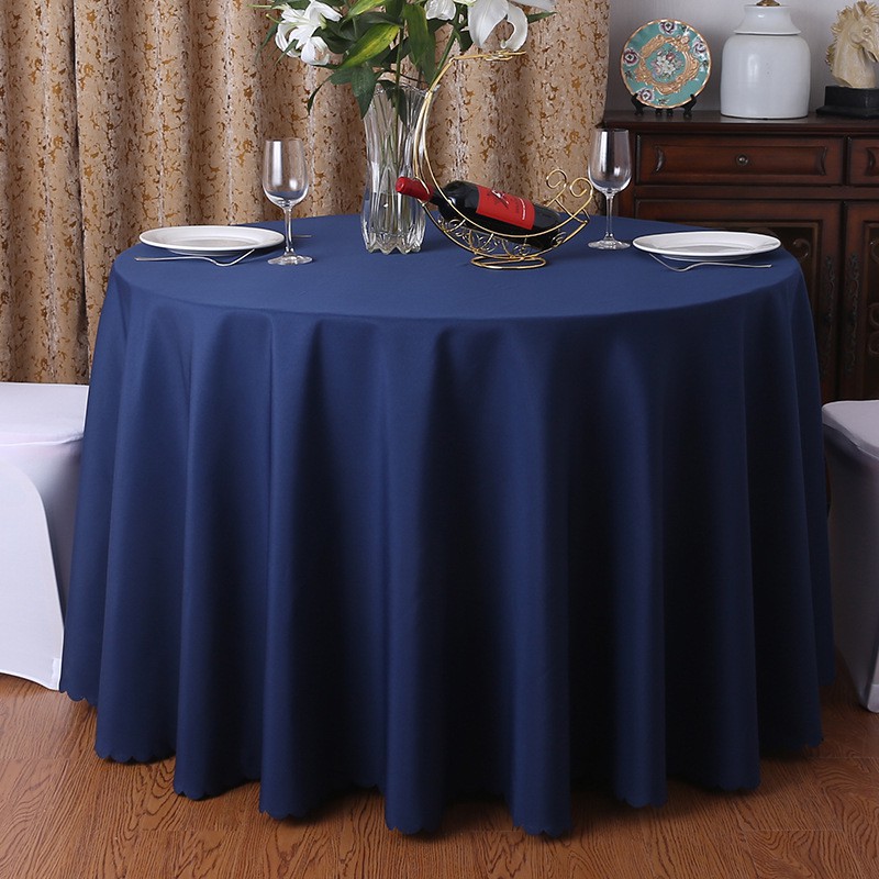 shopee: Round Polyester Tablecloth Solid Color Plain Style Hotel Wedding Banquet Party Home Table Cloth Cover Alas meja (0:2:Color:#4 Navy;1:4:Size:240cm Dia.)