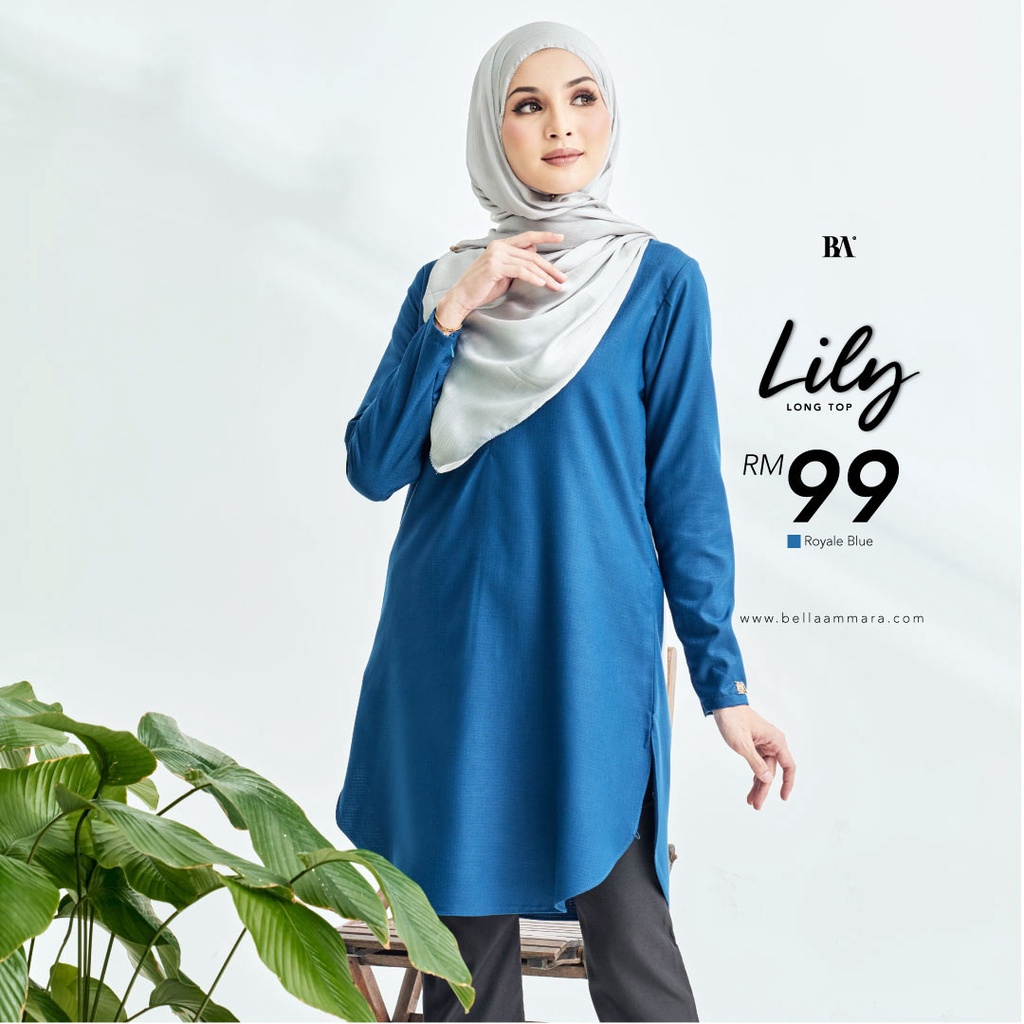 Ready Stock Blouse Muslimah Lily Long Top Bella Ammara Shopee Malaysia