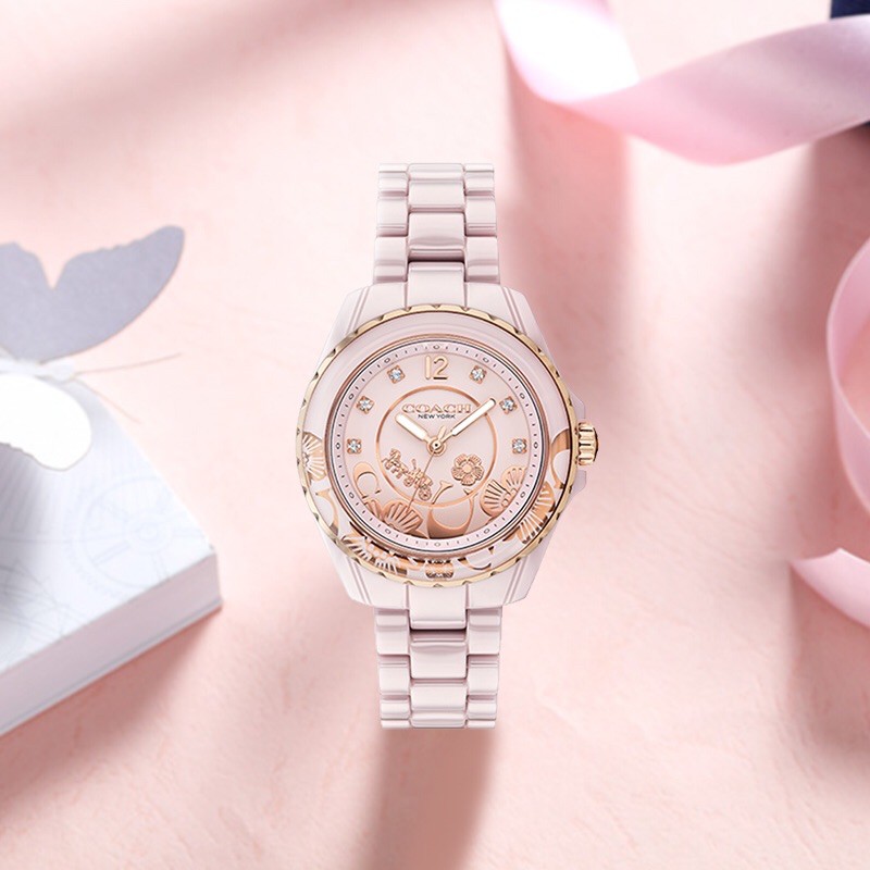 Ready Stock*100% ORIGINAL Coach Preston Pink Ceramic Women's Watch  (14503465) | Shopee Malaysia