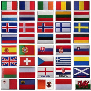 European National Flag Embroidery Patch Badge Velcro Armband Cloth France United Kingdom Germany Spain Russia Bulgaria Italy Portugal And Other Tactical Morale Felt 8 * 5CM