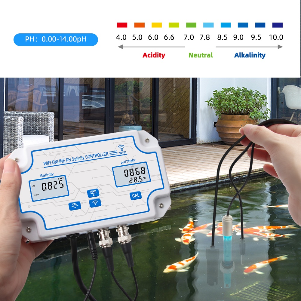 WiFi Tuya PH Salinity Meter Online Controller Seawater SaltWater Tester ...