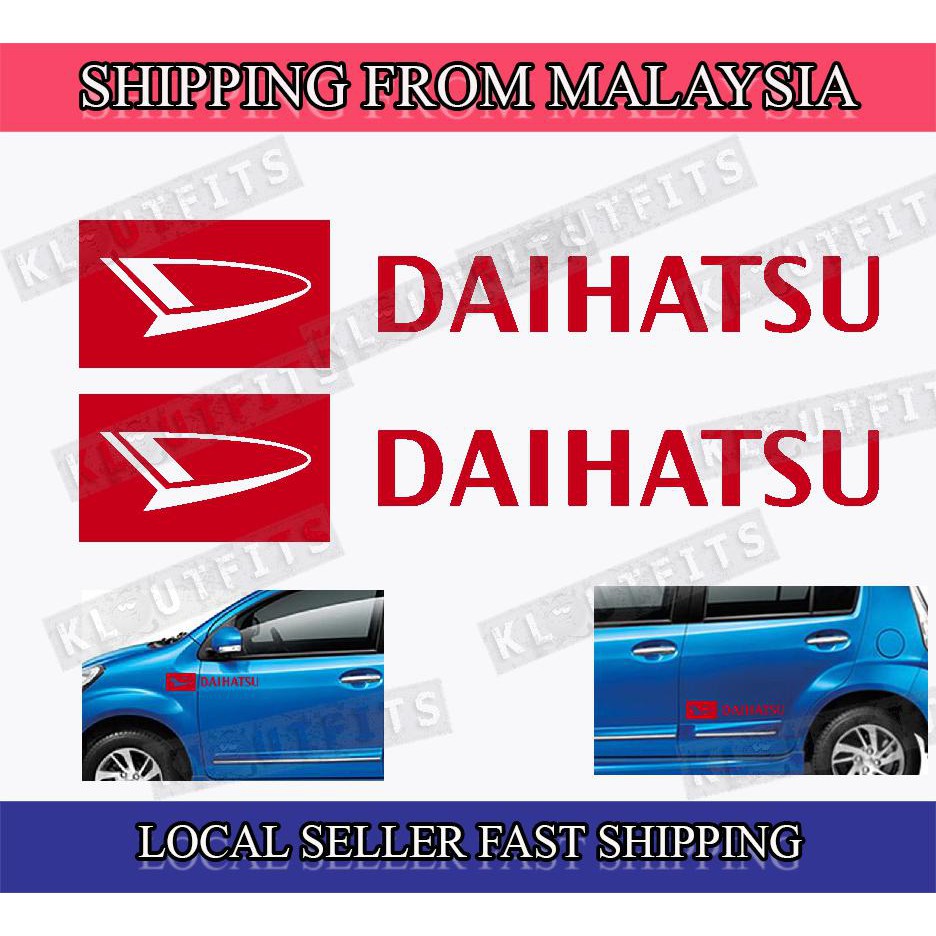 2 Pcs Red Daihatsu Side Sticker Jdm Car Bumper Decal Vinyl Myvi Alza Charade Red Shopee Malaysia