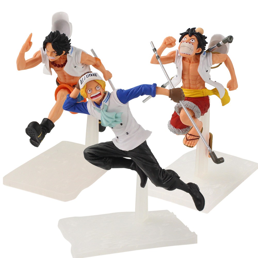 3Pcs/Set One Piece Treasure Navy Figure Toys Monkey D Luffy Portgas Ace Sabo Running Brother Collectible Model Dolls Christmas Gift