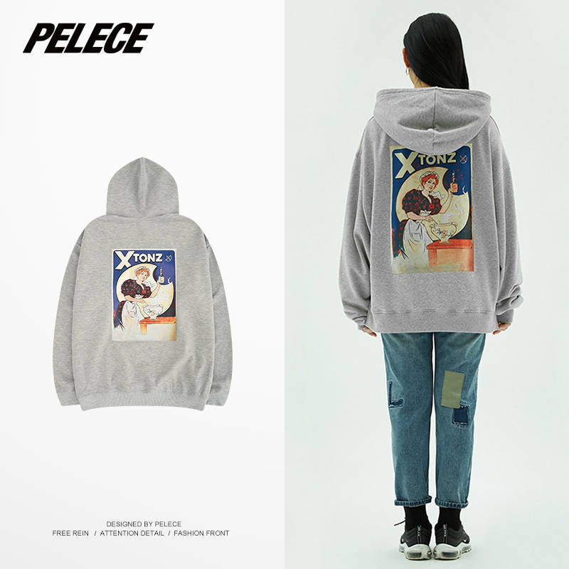 korean retro anime manga japanese printing hooded sweater long sleeve  oversize men and women686