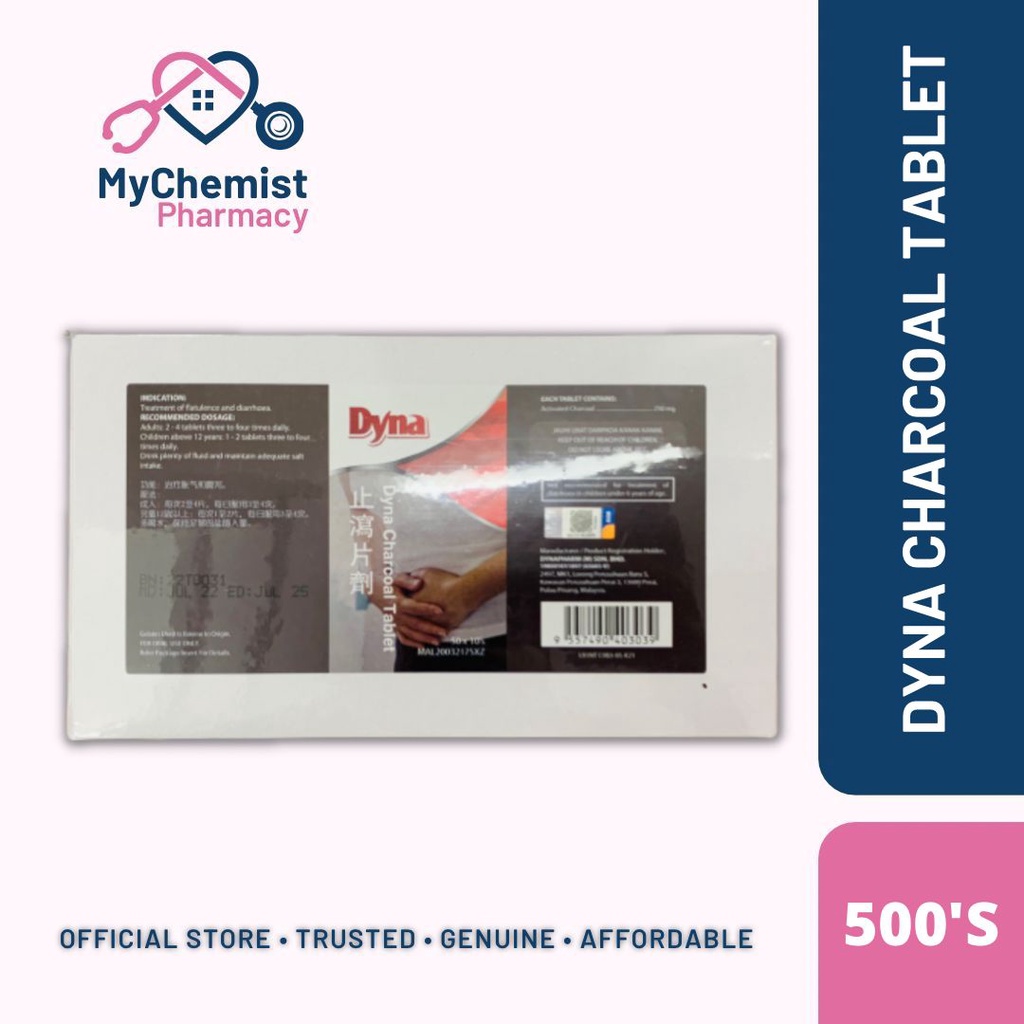 Ubat untuk Keracunan Makanan / Cirit / Muntah Dyna Charcoal Tablet (Box