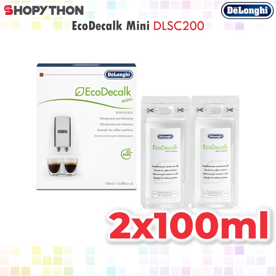 DELONGHI EcoDecalk Mini Coffee Machine Descaler DLSC200 (2x100ml