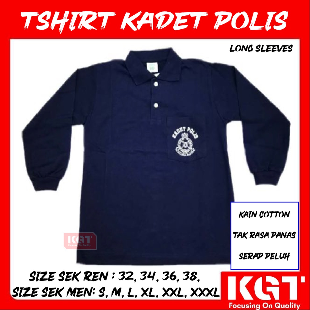 T-SHIRT UNIFORM KADET POLIS LENGAN PANJANG (BAJU TSHIRT 