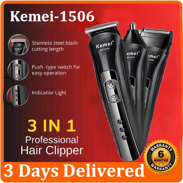 Kemei Km 1506 3in1 Mesin Rambut Hair Clipper For Men Professional Cordless Clippers Haircut Hair