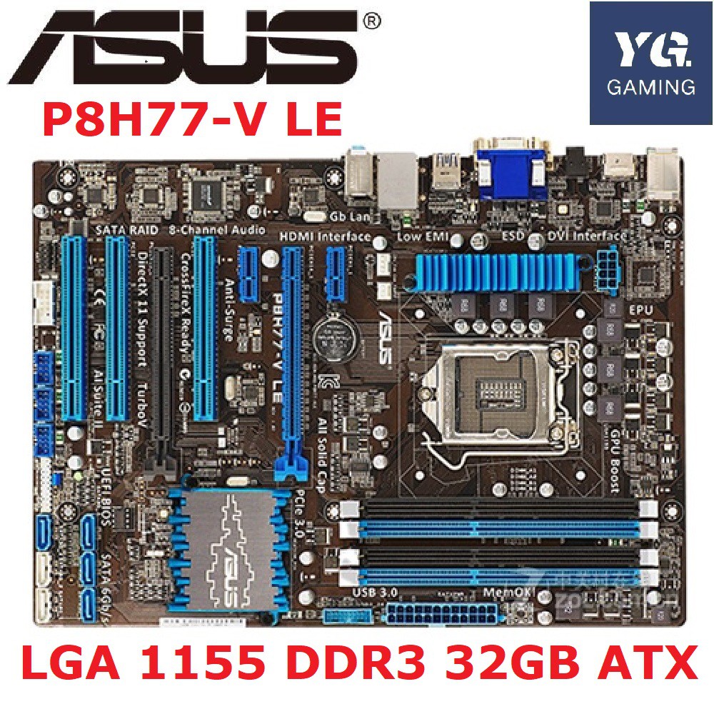 ASUS P8H77-V LE Desktop Motherboard Intel H77 LGA 1155 DDR3 32GB ATX