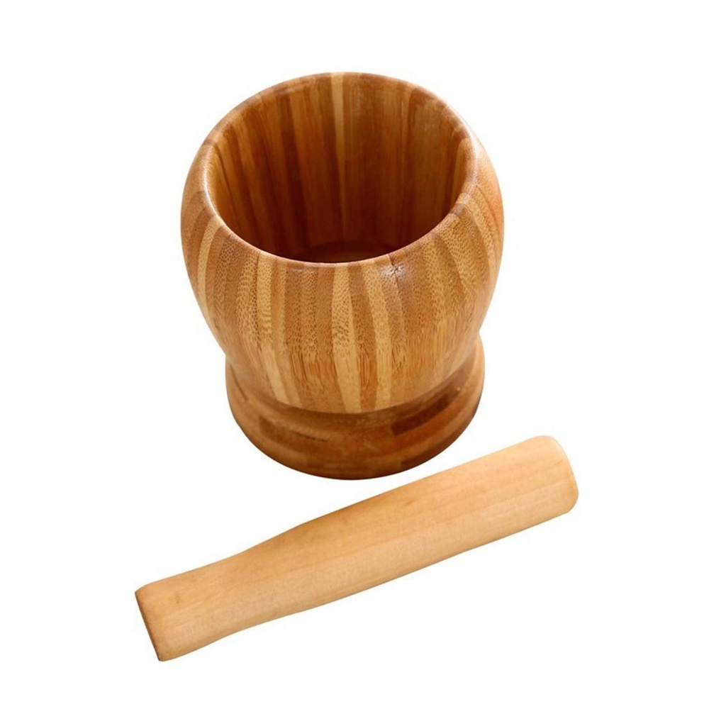 Mortar and Pestle Set Big Manual Bamboo Garlic Spices Large Mortar Pestle Pepper Minced Tool