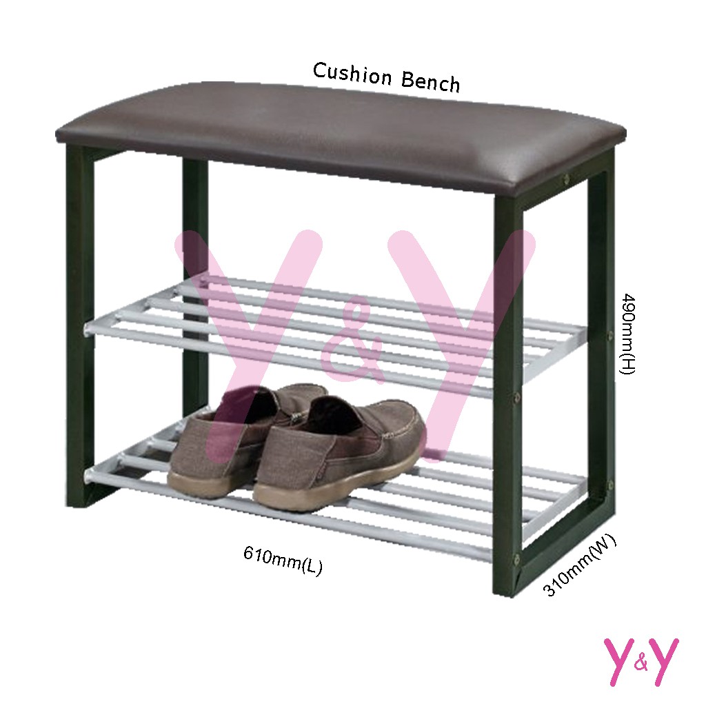 2m Sturdy Cushion Bench With 2 Tier Shoe Storage Shoe Rack Black Shopee Malaysia