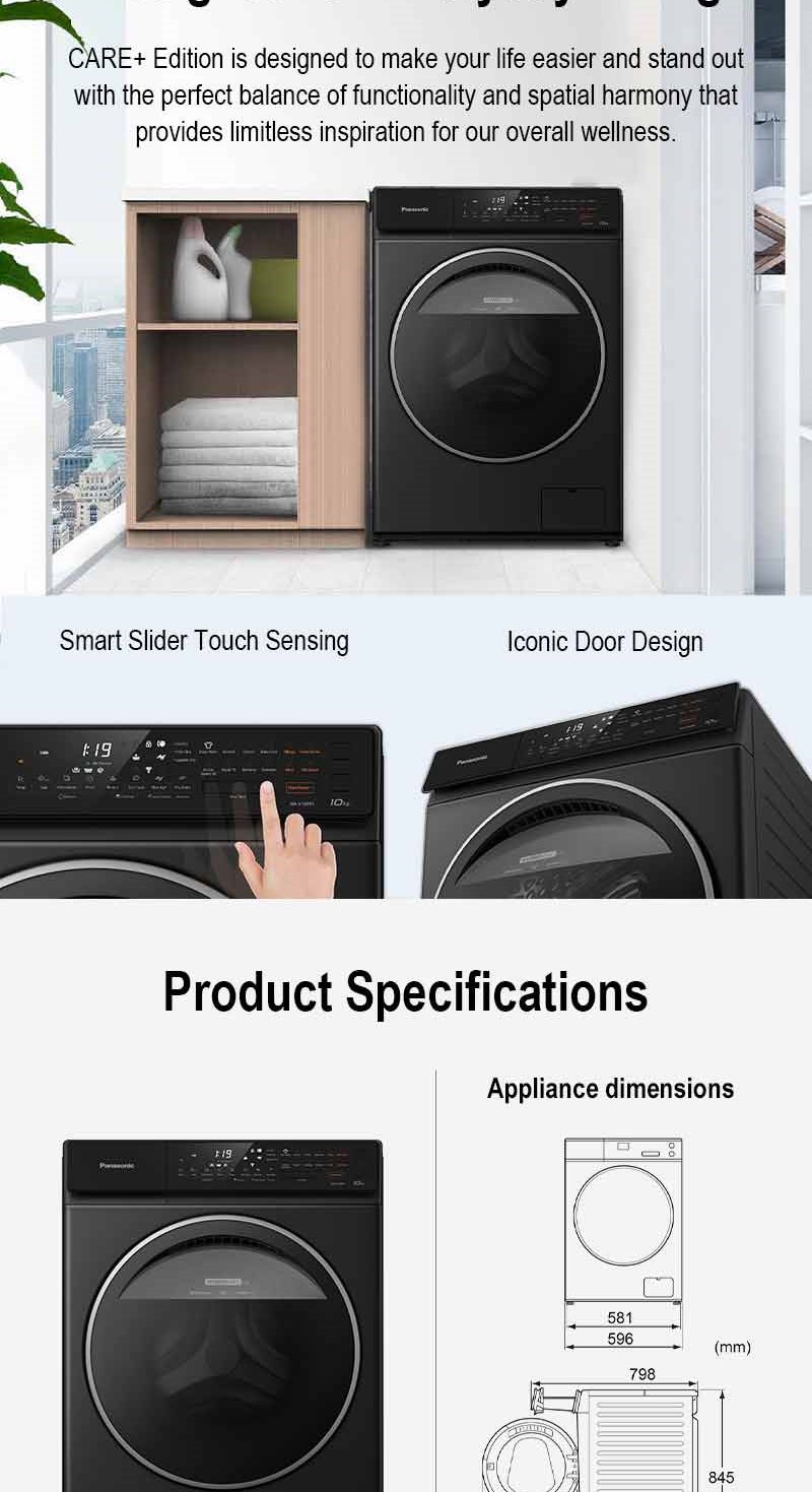 PANASONIC NAV10FR1BMY CARE+ EDITION 10KG FRONTLOADING WASHING MACHINE