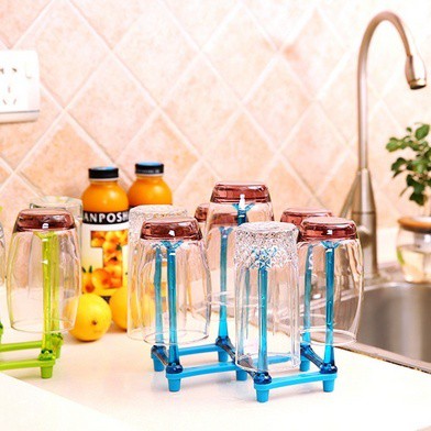 Polai Cup Drying Stand Mug Holder Organizer Kitchen Cup Drain Rack for 6 Cups 