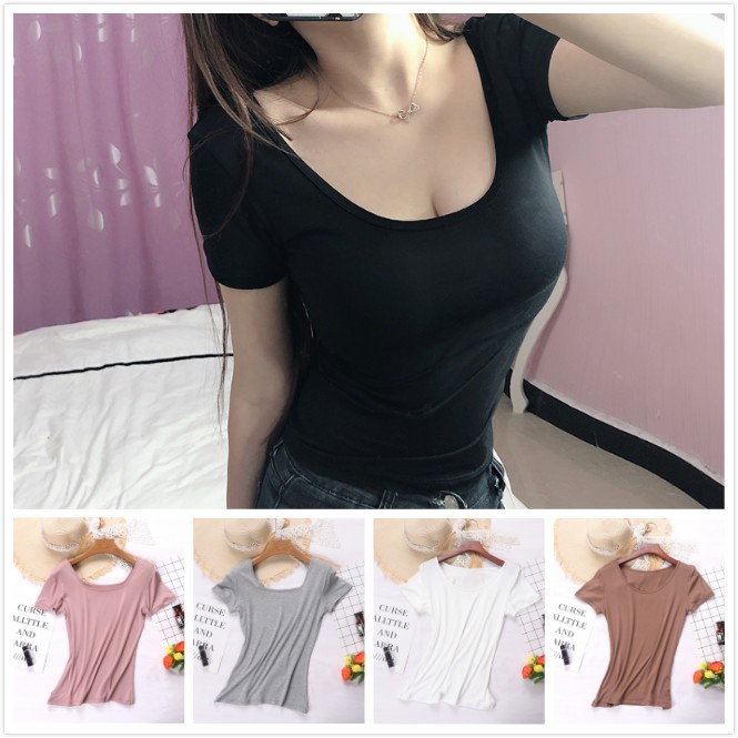 Baju T Shirt Perempuan T Shirt Lengan Pendek Merah Bersih Wanita Lengan Pendek 2020 Musim Panas Baru Pinggang Tinggi Bocor Pusar Ketat Terdedah Pusar Kemeja Badan Pembaikan Atas T