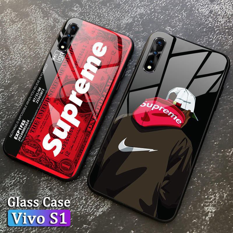 Supreme Design Case Vivo S1 Y12 Y15 Y17 Hard Glass Phone Case Full Cover Shopee Malaysia