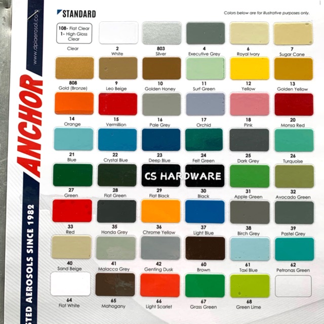 Anchor Spray Paint Standard Color Code A Ee Malaysia - Anchor Paint Colors