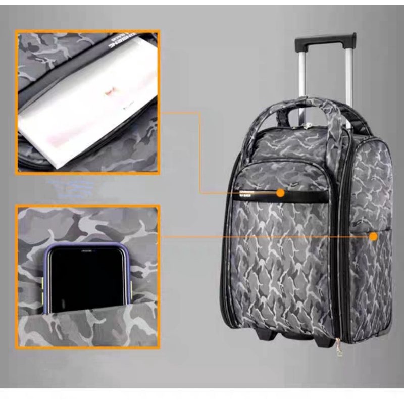 [Ready stock Malaysia] Travel Point Camouflage Trolley Bag Business Traveller Backpack Cabin Size