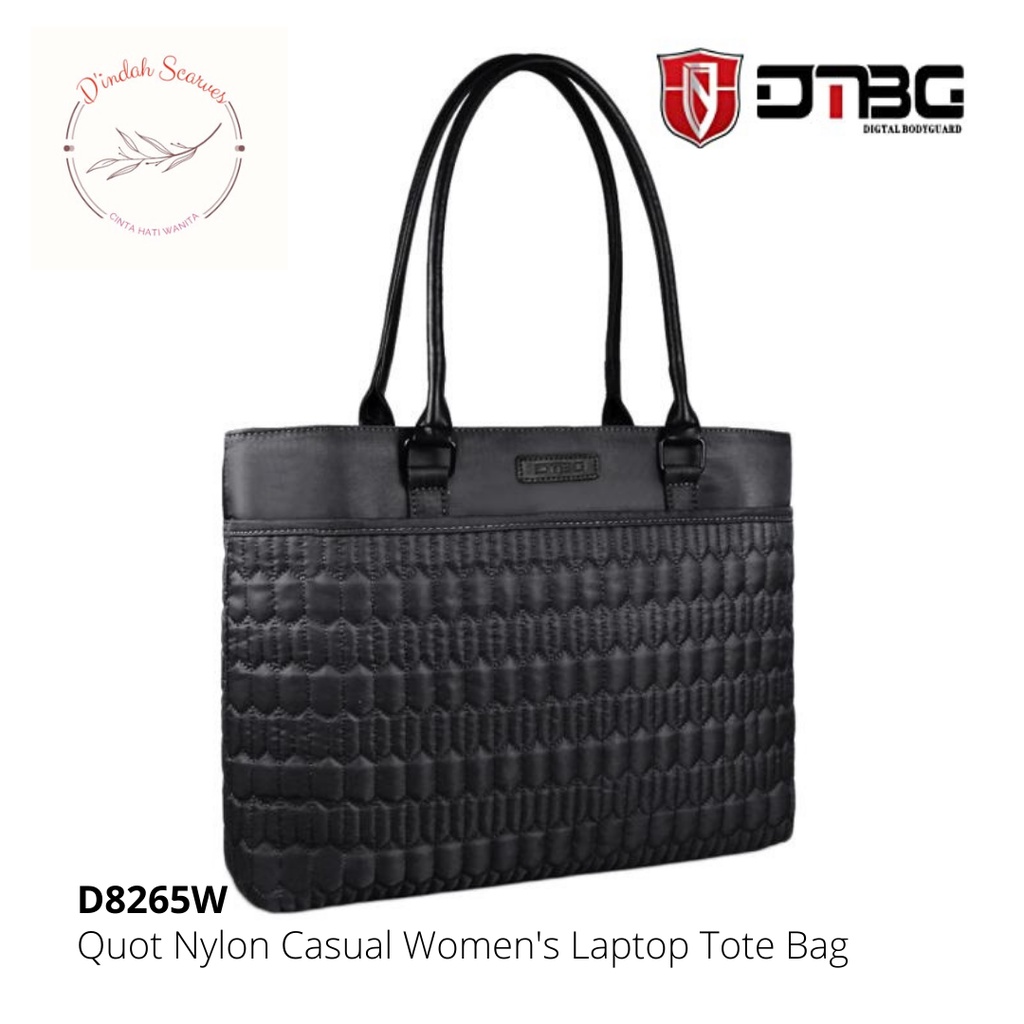 15.6 Inch Women Shoulder Bag Nylon Briefcase Casual Handbag Laptop Case for 15-15.14 Inch Tablet/Ultra-Book/MacBook/Chromebook Black+White Dot DTBG Laptop Tote Bag 