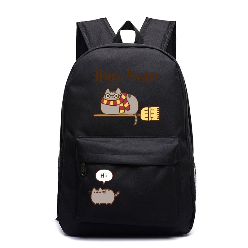Pusheen Cat Harry Potter Canvas Backpack School Bag For Teenagers Daily Backpack Shopee Malaysia - harry potter pusheen roblox