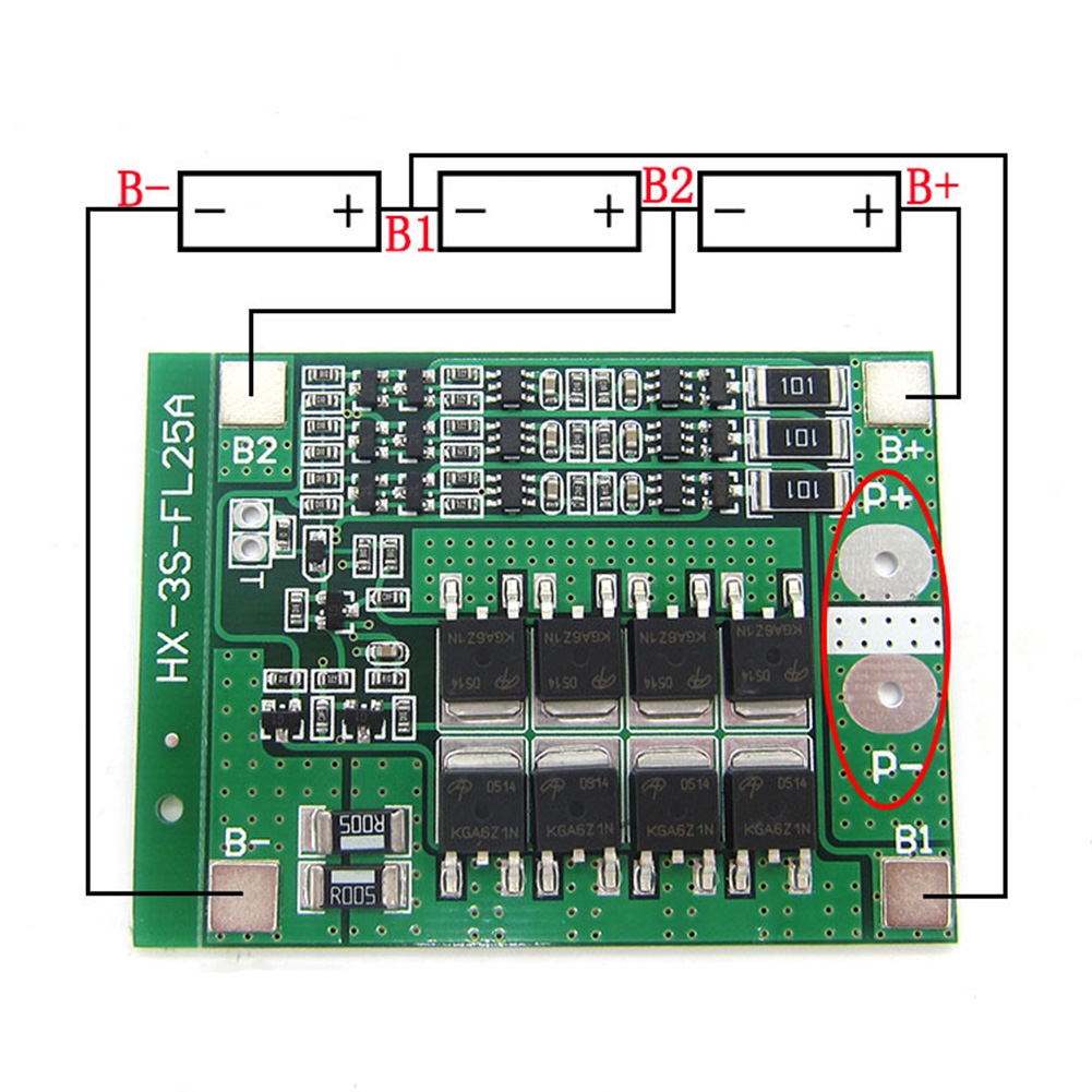 3S 25A protection PCB board W//balance BMS 18650 Li-ion lithium battery cell Y YJ