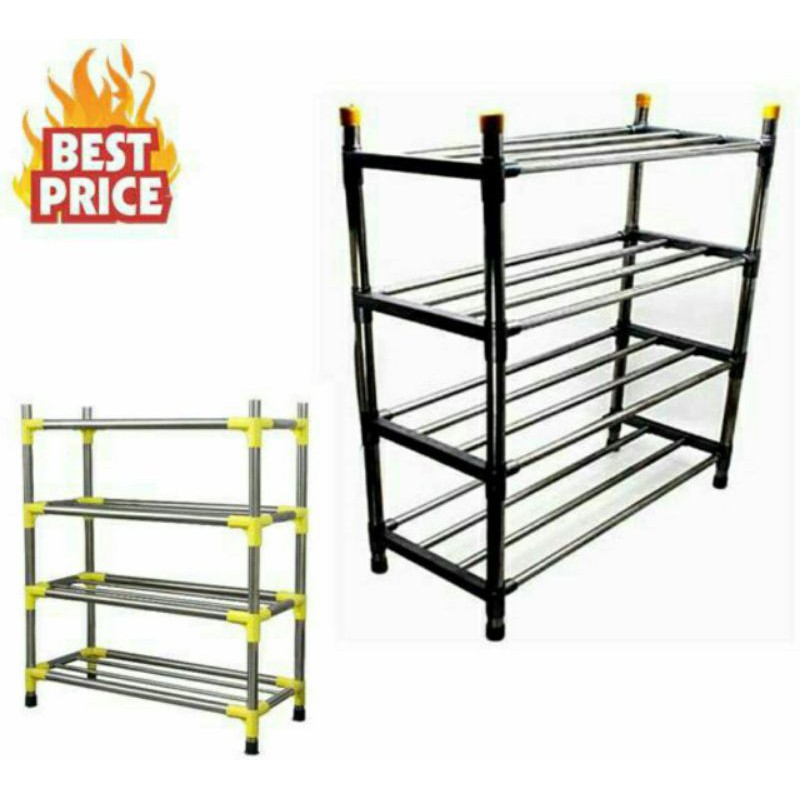 Rak Kasut 4 Tingkat Besi Tahan Karat 4 Tier Stainless Steel Shoe Rack Shopee Malaysia
