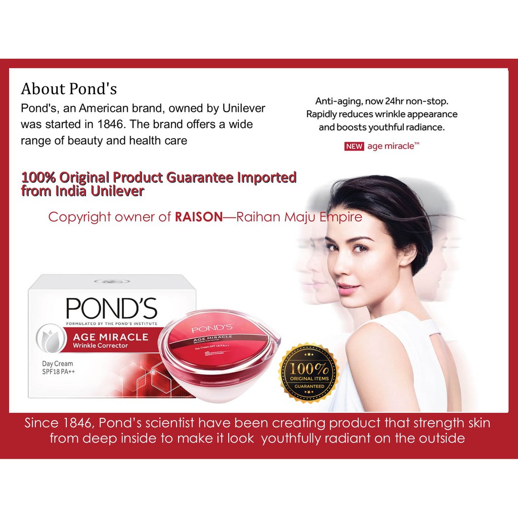 ponds age miracle spf 18 pa  