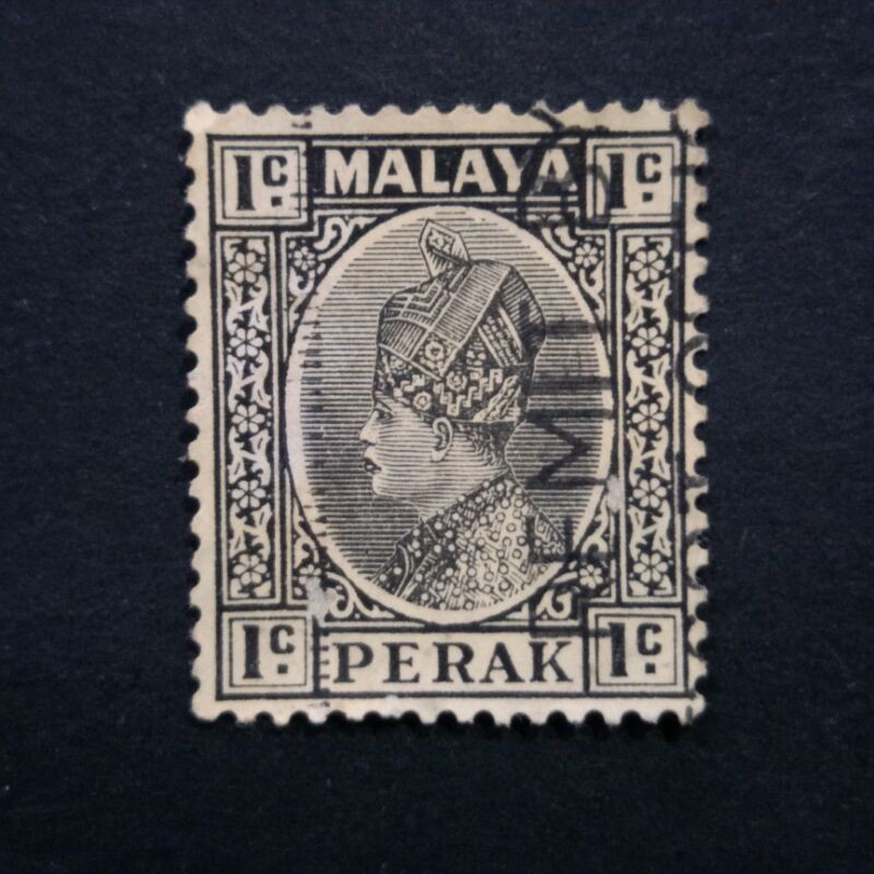 1936 Stamp Perak-Unique Used Stamp-1c black-Sultan Iskandar