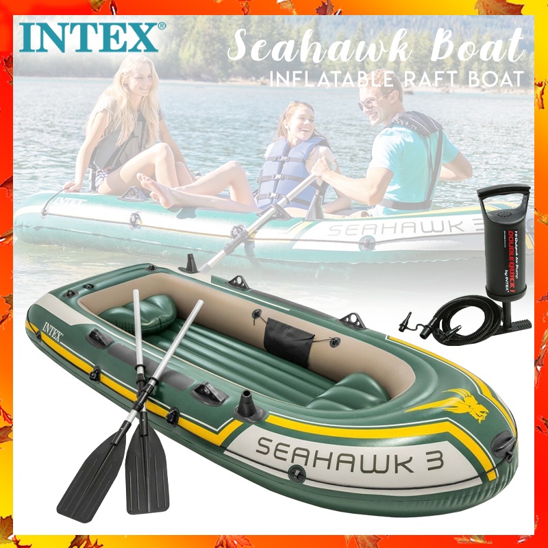 INTEX 68347 , 68380 , 68351 Seahawk Boat Set 2/3/4 Persons Kayak Rescue Fishing Inflatable Raft Rafting Boat Bot