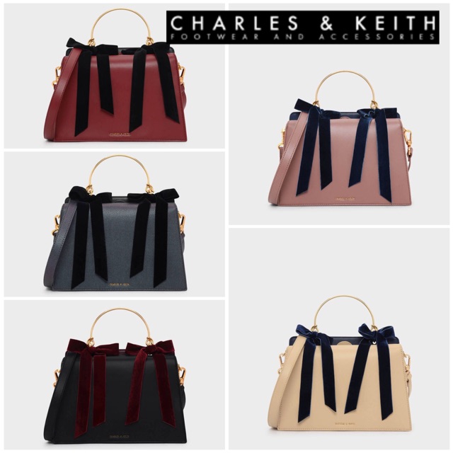 charles and keith velvet bow bag