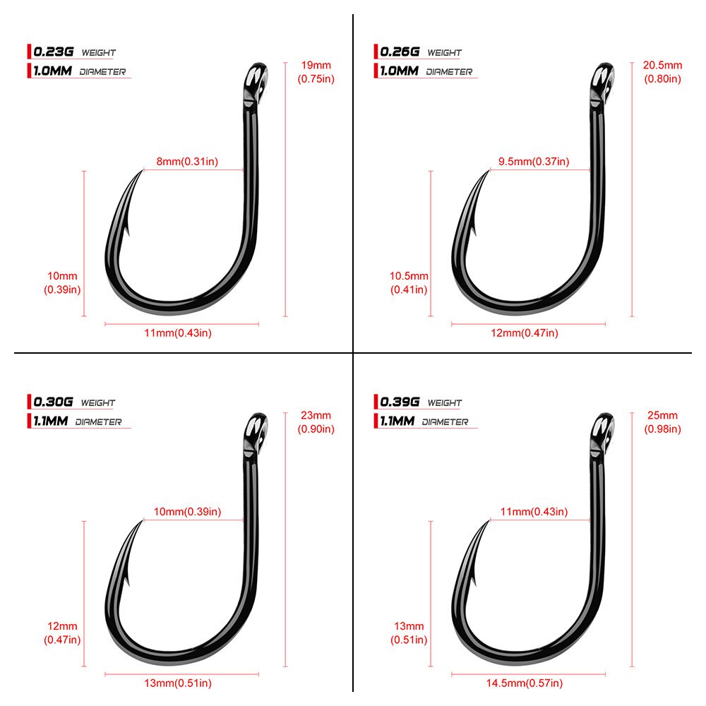 Carp Coarse Fishing Hooks #3-#15 Wide Gap Barbed  High Carbon Stainless Steel
