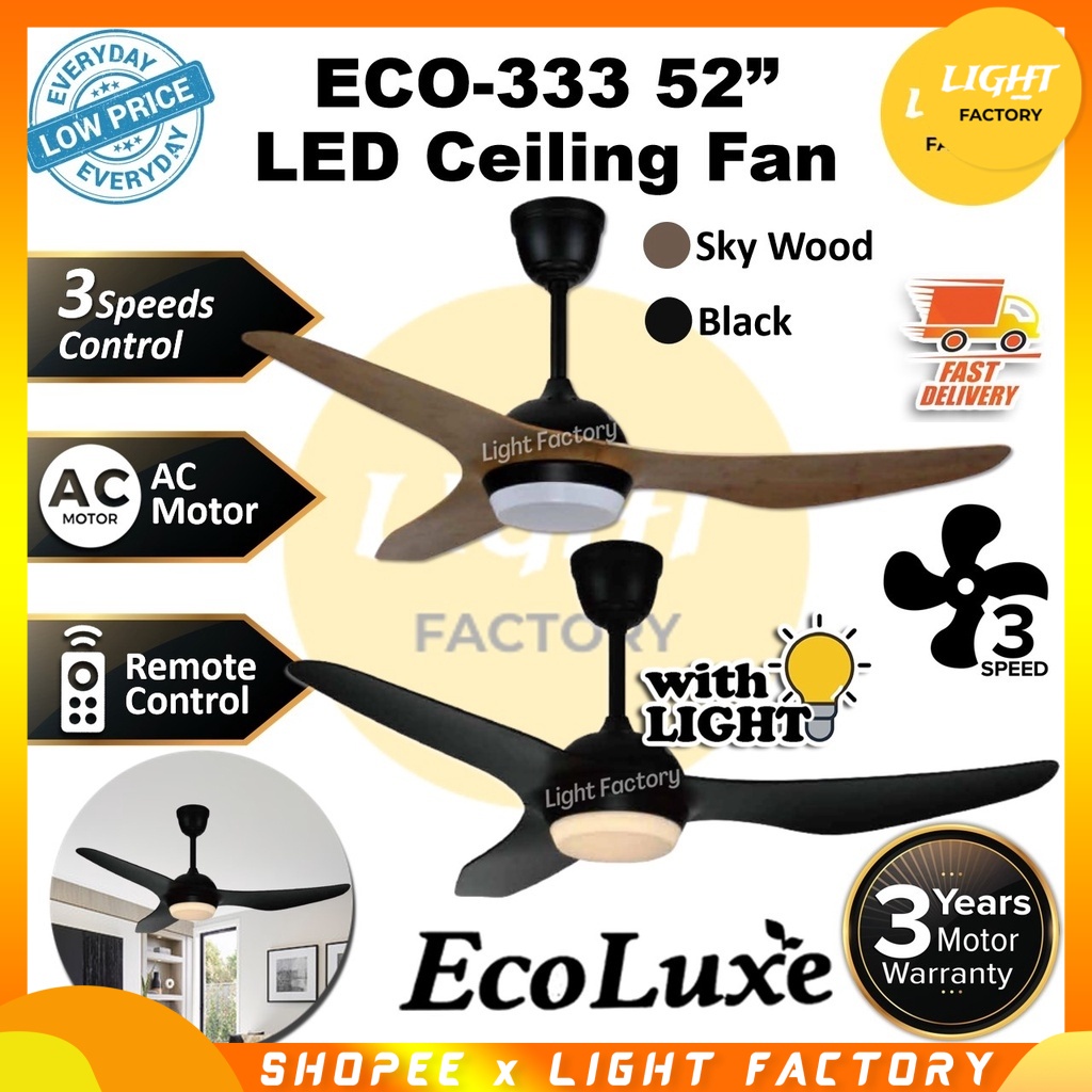 [2021 NEW DECORATIVE] ECOLUXE ECO333 Designer Ceiling Fan With 3 Color