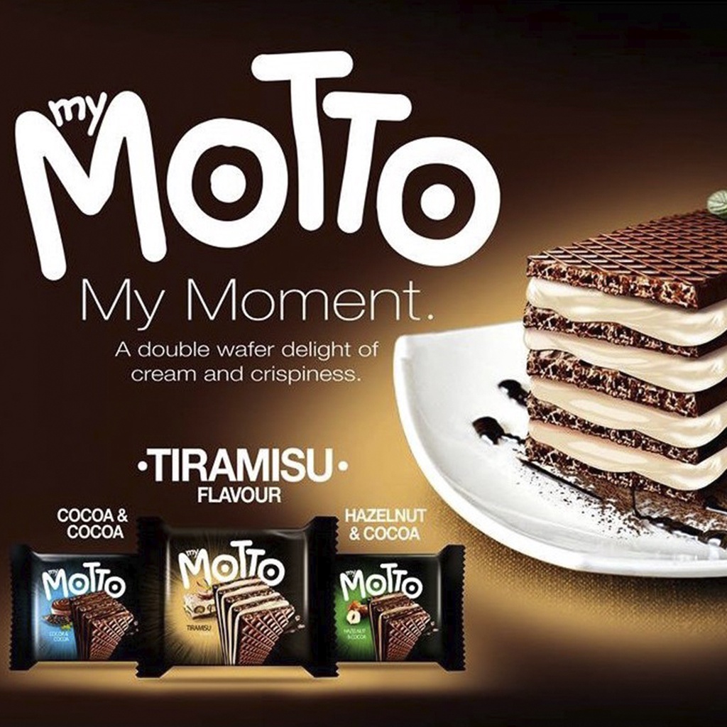 [Ready Stock] HALALMY MOTTO WAFER 34g3pcs CocoaHazelnutTiramisu