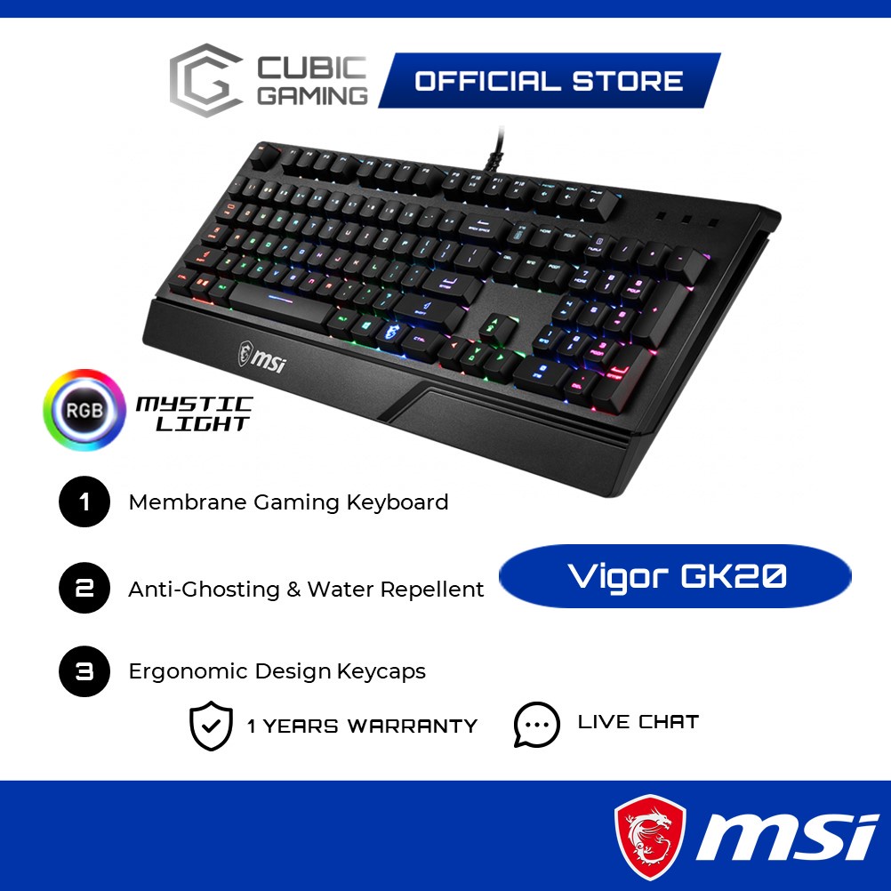 Raton Ordenador Teclado Gamer MSI Vigor GK20 Retroiluminación