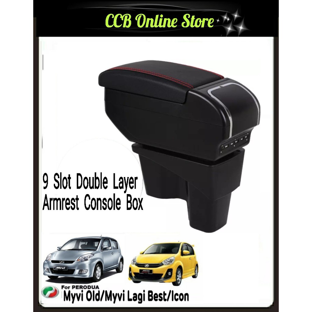 Perodua Myvi Old /Lagi Best/Icon 9Usb Double Layer Armrest 