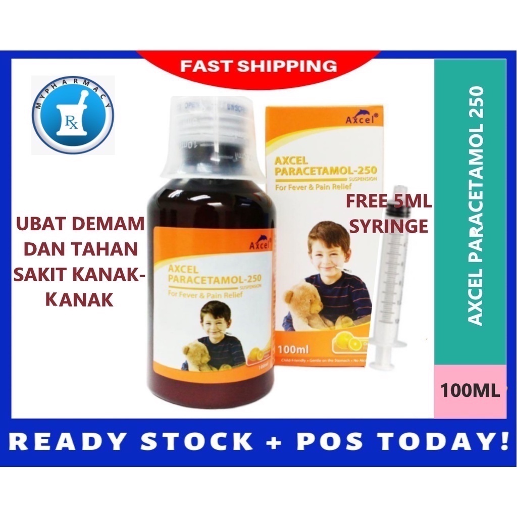 Axcel Paracetamol 250mg Orange Flavour 100ml Exp 30 04 2024 Fever And Pain Relief For Children Ubat Demam Kanak Kanak Shopee Malaysia