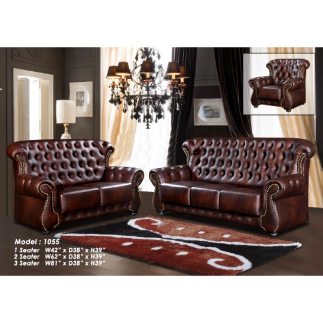 Chesterfield Elegant Leather Sofa 2 3, Elegant Leather Sofa Set