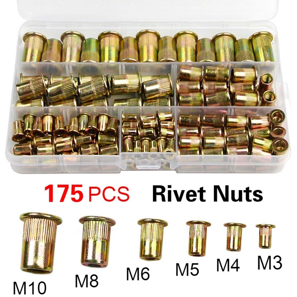 175pcs/set M3 M4 M5 M6 M8 M10 Rivnut Steel Rivet Nut Insert Rivets