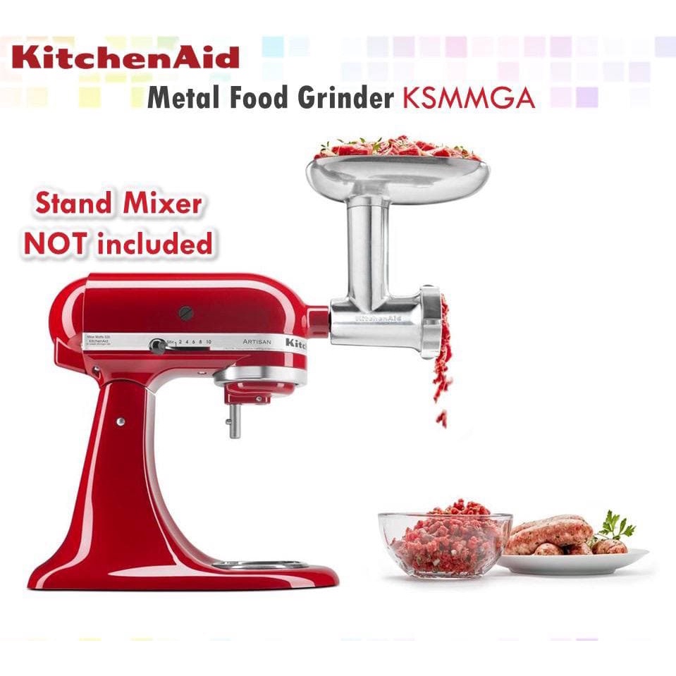 KitchenAid Metal Food Grinder KSMMGA Original Attachment Fine Medium Coarse Easy Grinding