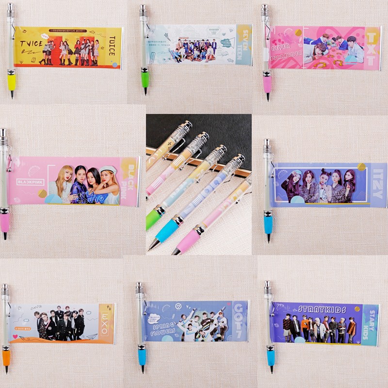 1 Pcs Kpop Blackpink Gel Pen Exo Itzy Txt Got7 Pull Out Banner Pens Idol School Office Writing Utensils Stationery Shopee Malaysia